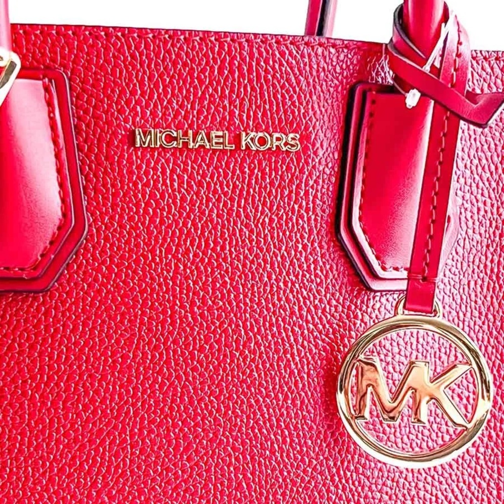 Michael Kors Mercer medium Messenger Bag Red (Flame) purse handbag leather